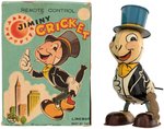 PINOCCHIO - JIMINY CRICKET BOXED REMOTE CONTROL & WIND-UP LINE MAR TOY PAIR.