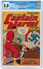 CAPTAIN MARVEL ADVENTURES #21 FEBRUARY 1943 CGC 3.0 GOOD/VG.