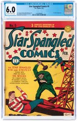 STAR SPANGLED COMICS #5 FEBRUARY 1942 CGC 6.0 FINE.