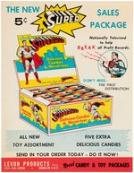 SUPERMAN - NOVEL CANDY & TOY PACKAGES RETAILER'S PROMOTIONAL SALES SHEET.