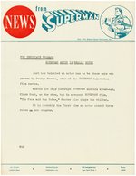 ADVENTURES OF SUPERMAN "NEWS FROM SUPERMAN" GEORGE REEVES PRESS RELEASE SHEET.