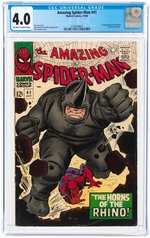 AMAZING SPIDER-MAN #41 OCTOBER 1966 CGC 4.0 VG (FIRST RHINO).