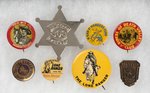 RADIO AND MOVIE COWBOY HERO BUTTONS AND BADGES 1930s-1940s LOT.