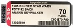 STAR WARS: POWER OF THE FORCE - ANAKIN SKYWALKER 92 BACK AFA 70 Y-EX+.