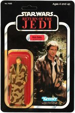 STAR WARS: RETURN OF THE JEDI - HAN SOLO (IN TRENCH COAT) 77 BACK-A CARDED ACTION FIGURE.