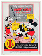 “MICKEY MOUSE INKOGRAPH” THREE PENS AND PENCIL PLUS PROMO LITERATURE.