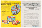 “MICKEY MOUSE LUNCH KIT” MANUFACTURER’S PROMO LETTER & COLOR FLYER.