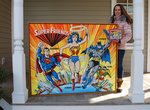 DC SUPER FRIENDS LUNCHBOX RECREATION PAINTING ORIGINAL ART BY NICOLE PETRILLO.