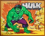 THE INCREDIBLE HULK LUNCHBOX RECREATION PAINTING ORIGINAL ART BY NICOLE PETRILLO.