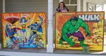 THE INCREDIBLE HULK LUNCHBOX RECREATION PAINTING ORIGINAL ART BY NICOLE PETRILLO.