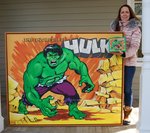 THE INCREDIBLE HULK LUNCHBOX RECREATION PAINTING ORIGINAL ART BY NICOLE PETRILLO.