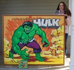 THE INCREDIBLE HULK LUNCHBOX RECREATION PAINTING ORIGINAL ART BY NICOLE PETRILLO.