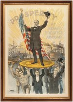 McKINLEY STANDING ON GOLD DOLLAR "PROSPERITY" COLOR LITHO POSTER.