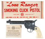 “THE LONE RANGER SMOKING CLICK PISTOL” BOXED MARX PLASTIC GUN.