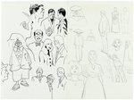 ALEX TOTH GROUP OF 4 CHARACTER STUDY ORIGINAL ART SKETCH PAGES.