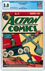 ACTION COMICS #22 MARCH 1940 CGC 5.0 VG/FINE.
