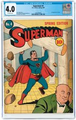 SUPERMAN #4 SPRING 1940 CGC 4.0 VG.