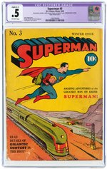 SUPERMAN #3 WINTER 1940 CGC RESTORED 0.5 SLIGHT (C-1) POOR.