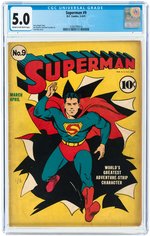 SUPERMAN #9 MARCH-APRIL 1941 CGC 5.0 VG/FINE.