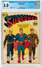 SUPERMAN #12 SEPTEMBER-OCTOBER 1941 CGC 5.0 VG/FINE.