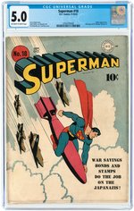 SUPERMAN #18 SEPTEMBER-OCTOBER 1942 CGC 5.0 VG/FINE.