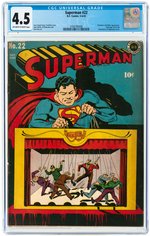 SUPERMAN #22 MAY-JUNE 1943 CGC 4.5 VG+.