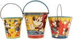 MICKEY MOUSE & FRIENDS HAPPYNAK SAND PAIL TRIO WITH SCARCE VARIETY.