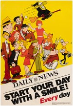 DAILY NEWS COMIC STRIPS ADVERTISING SIGN WITH DICK TRACY, LITTLE ORPHAN ANNIE & OTHERS.