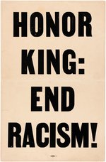 "HONOR KING: END RACISM!" 1968 MEMPHIS SANITATION WORKERS STRIKE CIVIL RIGHTS PLACARD.