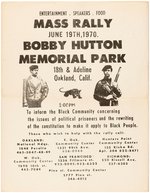 BLACK PANTHER PARTY "MASS RALLY BOBBY HUTTON MEMORIAL PARK" CIVIL RIGHTS FLYER.