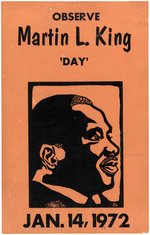 "OBSERVE MARTIN L. KING 'DAY' JAN. 14, 1972" SCARCE POSTER.