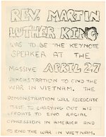 MARTIN LUTHER KING 1968 ANTI-VIETNAM WAR FLYER WITH MEMORIAL ON REVERSE.