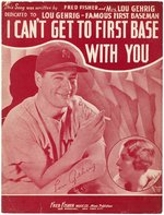 LOU GEHRIG (HOF) 1935 I CAN'T GET TO FIRST BASE WITH YOU SHEET MUSIC.