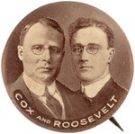 "COX AND ROOSEVELT" 1920 HOLY GRAIL JUGATE BUTTON HAKE #2010.