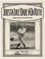 BABE RUTH (HOF) 1928 JOOSTA LIKE BABE-A-DA RUTH SHEET MUSIC.