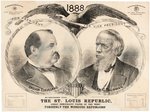 CLEVELAND & THURMAN "THE ST. LOUIS REPUBLIC" 1888 JUGATE POSTER.
