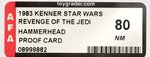 STAR WARS: REVENGE OF THE JEDI - HAMMERHEAD PROOF CARD AFA 80 NM.