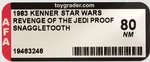 STAR WARS: REVENGE OF THE JEDI - SNAGGLETOOTH PROOF CARD AFA 80 NM.