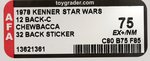 STAR WARS - CHEWBACCA 32 BACK STICKER (12 BACK-C CARD) AFA 75 EX+/NM.