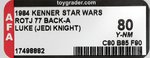 STAR WARS: RETURN OF THE JEDI - LUKE SKYWALKER (JEDI KNIGHT) 77 BACK-A AFA 80 Y-NM.