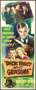 "DICK TRACY MEETS GRUESOME" LINEN-MOUNTED INSERT POSTER.