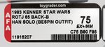 STAR WARS: RETURN OF THE JEDI - HAN SOLO 65 BACK-B AFA 75 EX+/NM.