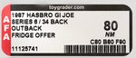 G.I. JOE: A REAL AMERICAN HERO - OUTBACK SERIES 6/34 BACK AFA 80 NM.