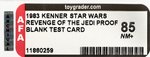 STAR WARS: REVENGE OF THE JEDI - BLANK TEST PROOF CARD AFA 85 NM+.