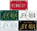 KENNEDY "JFK 464" ILLINOIS, TEXAS, CALIFORNIA & ARIZONA 1964 LICENSE PLATES.