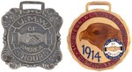 UMWA "8 HOURS" LABOR WATCH FOB PAIR INC. ENAMEL "FIRST BIENNIAL CONVENTION."