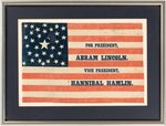 "FOR PRESIDENT ABRAM LINCOLN" PRIZED 1860 CAMPAIGN PARADE FLAG.