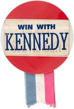 "WIN WITH KENNEDY" "DRAFT STEVENSON" 1960 DEMOCRATIC NATIONAL CONVENTION BUTTON.