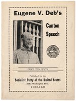 "EUGENE V. DEBS CANTON SPEECH" SOCIALIST PARTY BOOKLET FEATURING CONVICT PHOTO.