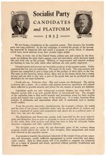 THOMAS & MAURER "SOCIALIST PARTY CANDIDATES AND PLATFORM" 1932 JUGATE PAMPHLET.